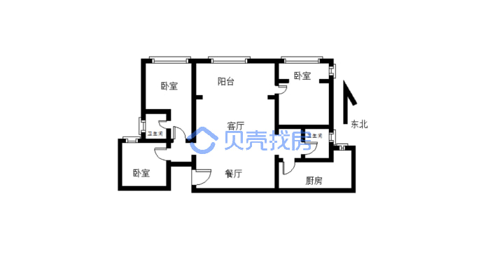 三江新区 标准三房双卫 精装修 拎包入住 看房方便-户型图