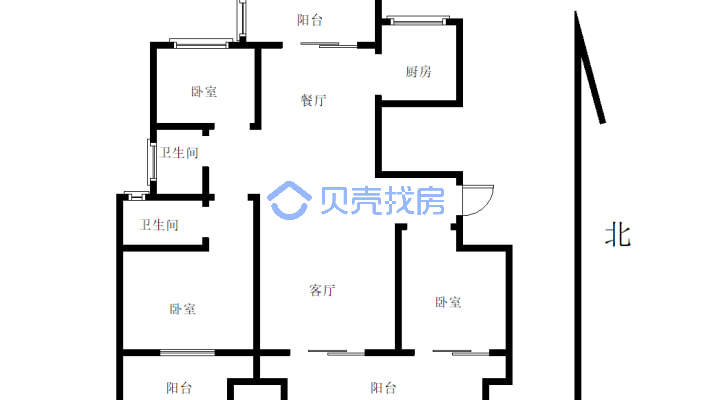 建业江山汇，三室两厅两卫，好楼层，好户型-户型图