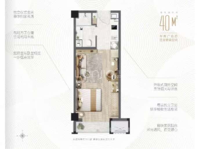 鑫盛·华南汇1室0厅1卫户型图