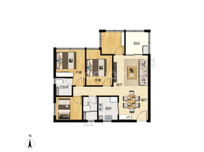 华泓四季嘉园--建面 84.34m²