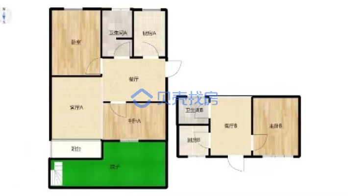 一楼院子 精装3室2厨2卫 可单独入户-户型图