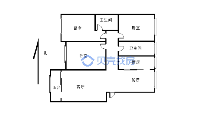 西华现代城小区3-2-1-2 129.00m²-户型图