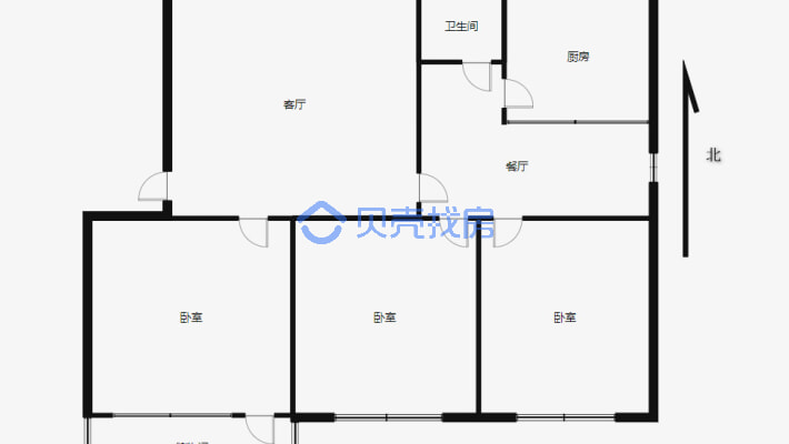 北京路地铁口，多层大3居，南北通透-户型图