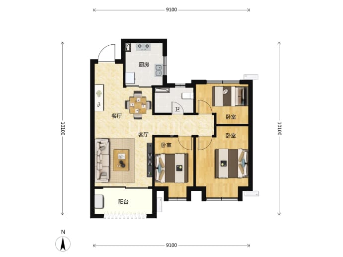 保利领秀山--建面 90m²