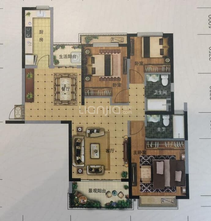 恒大翡翠华庭--建面 130.76m²