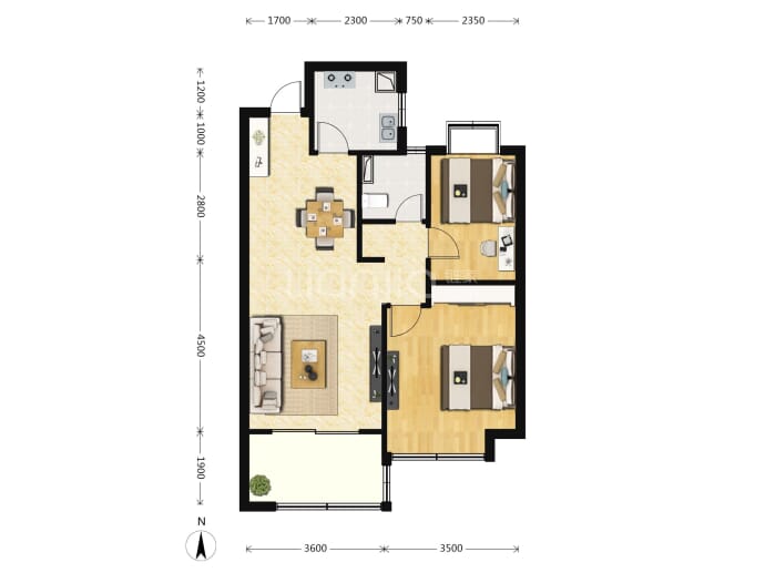 绿地东海岸--建面 79m²