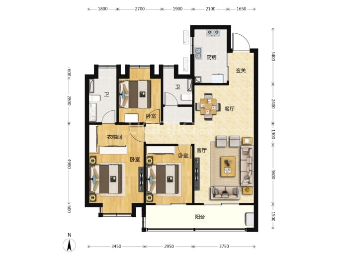 华侨城红坊/右岸--建面 128m²