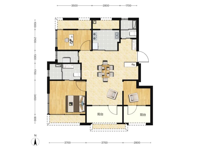 北清润府--建面 93m²
