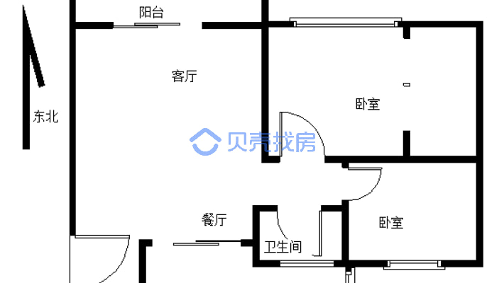 上江北五粮液旁 （纯框架）结构2房朝中庭采光好也安静-户型图