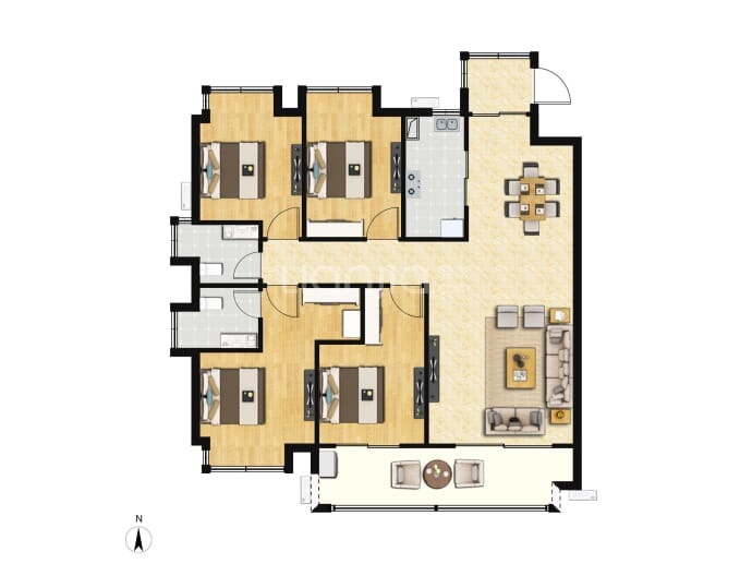 中发首府二期4室2厅2卫户型图