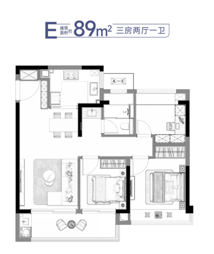 锦尚紫兰--建面 89m²