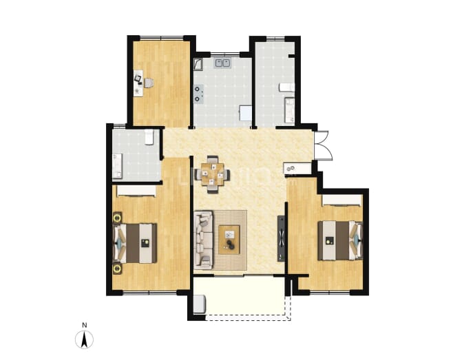 建发朗玥3室2厅2卫户型图