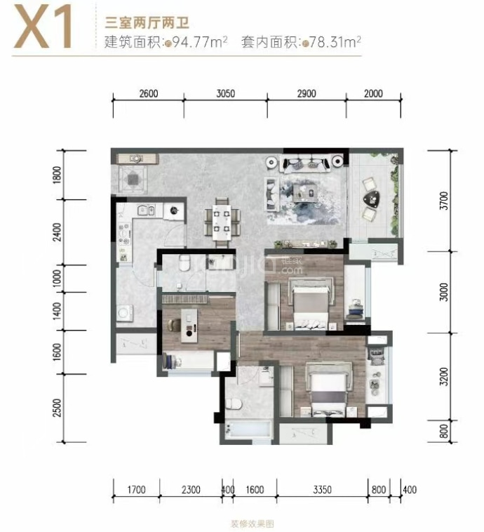 金科天壹府--建面 94.77m²