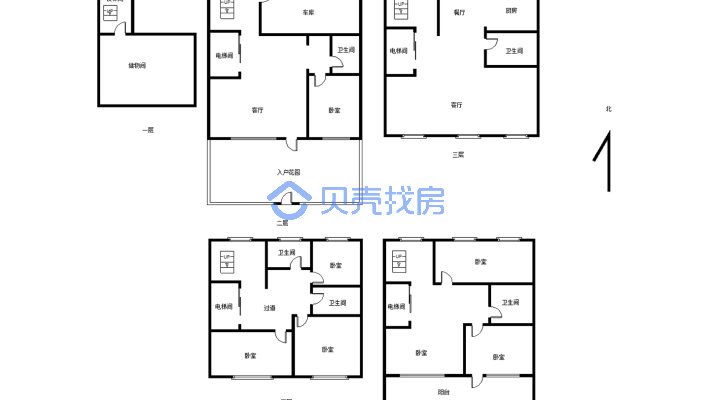 泰和王·府一期别墅 联排独栋 大产权 有证 -1-4层-户型图