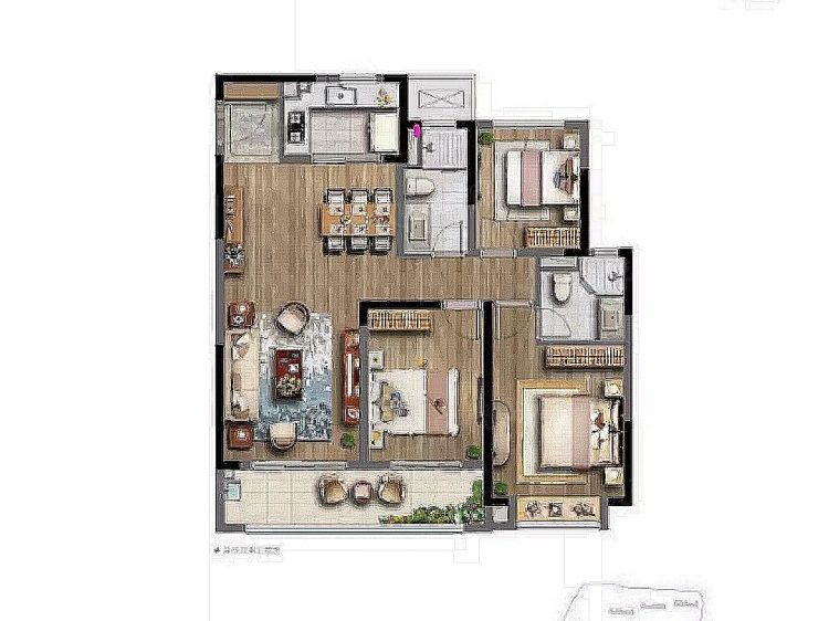 江与城3室2厅2卫户型图