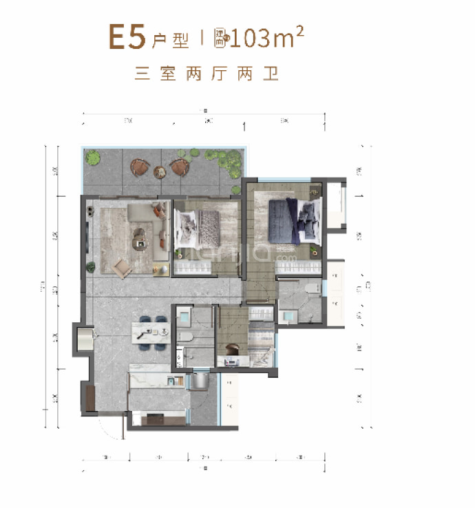 粼江云境--建面 103m²