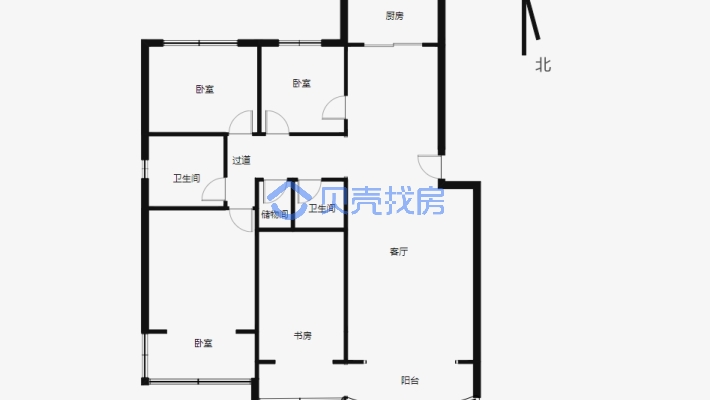 铁路局北京路旁多层大四室满五看房方便-户型图