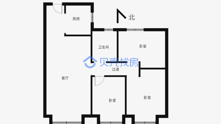 碧桂园黄金时代 3室2厅 南 北-户型图