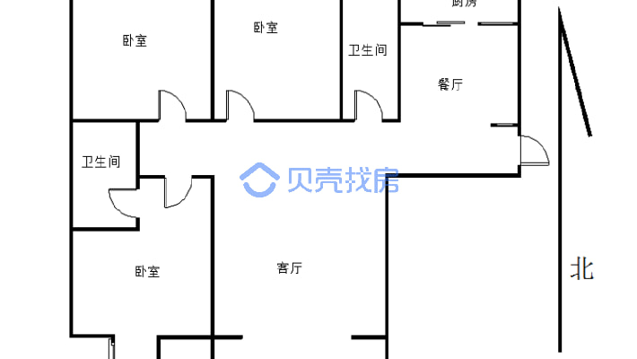 潘庄未来城1号院 西边户 原业主 3房 随时可看房-户型图
