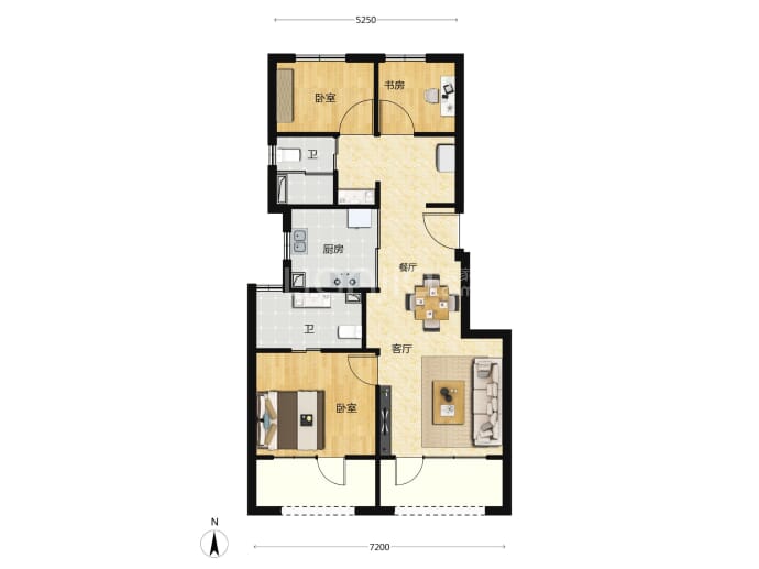 中建壹品花香壹号3室2厅2卫户型图