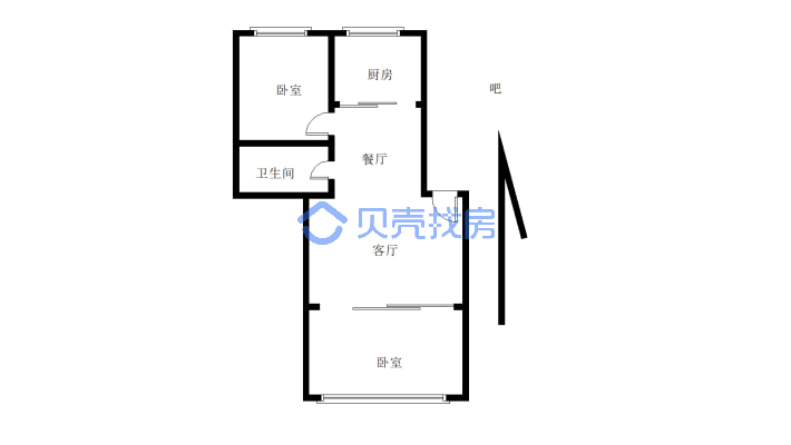 馨风雅居4楼南北通透刚需面积两室格局，采光好-户型图