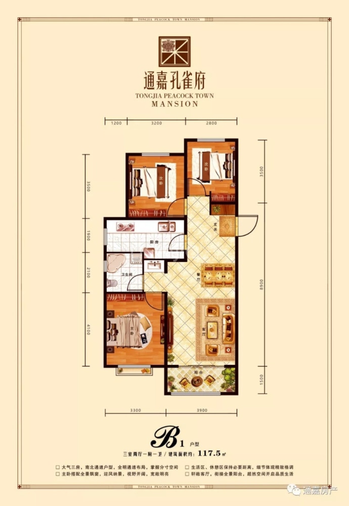 通嘉孔雀府--建面 117.5m²