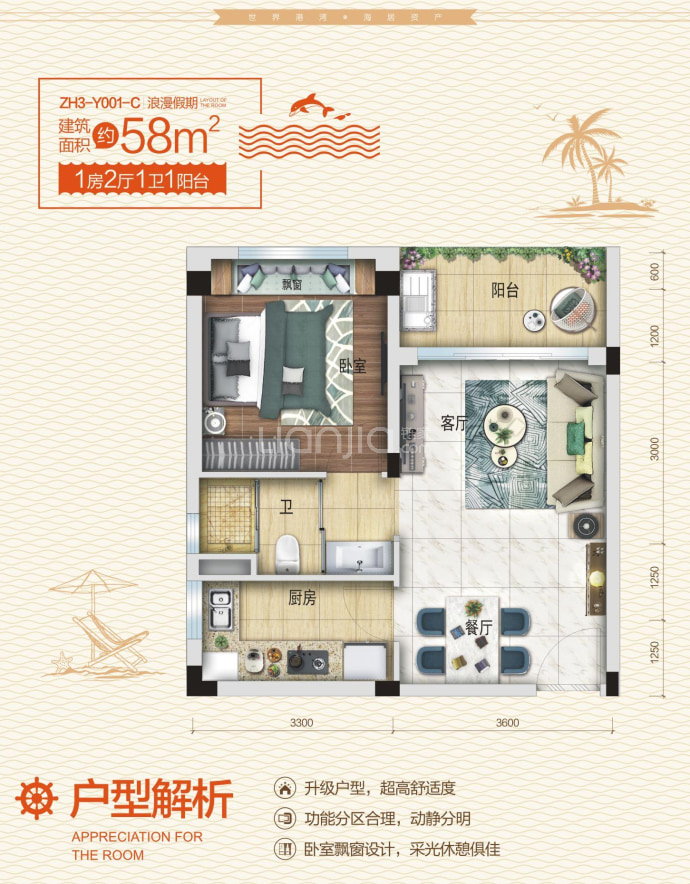 徐闻碧桂园君悦海--建面 58m²