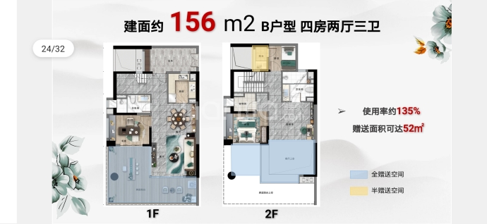 方圆·鹤山云山诗意--套内 135m²