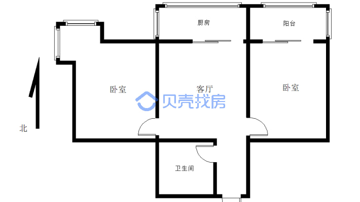 新华国际五楼两室72平实际面积大40万随时看房-户型图