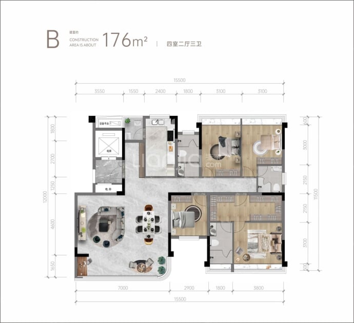 金雁锦绣金沙--建面 176m²