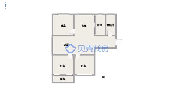 钱塘玉景园 3室2厅 南-户型图
