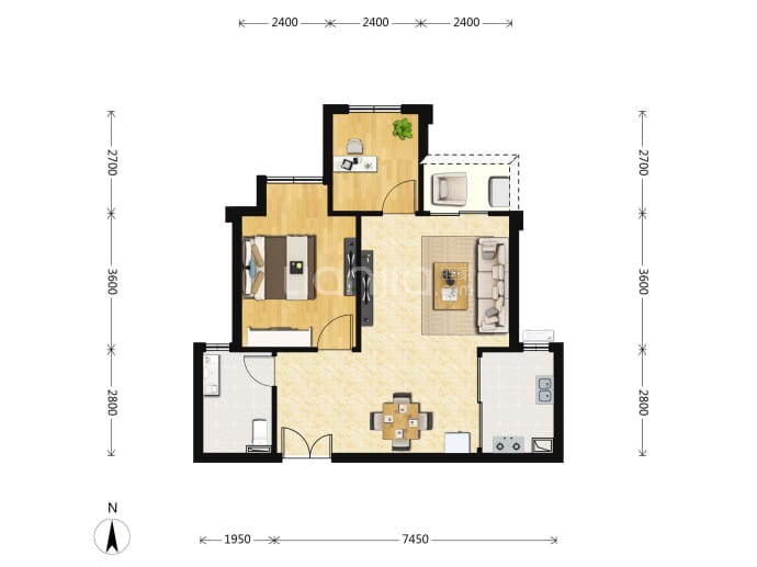 中铁满庭芳渝康城--建面 76.99m²