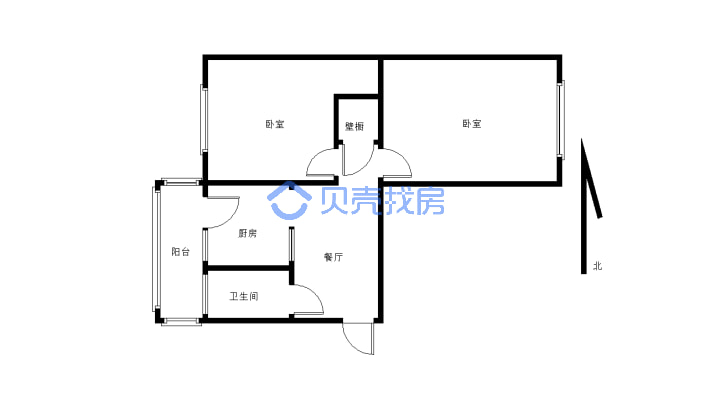 昭乌达竹园 2室1厅 东 西-户型图