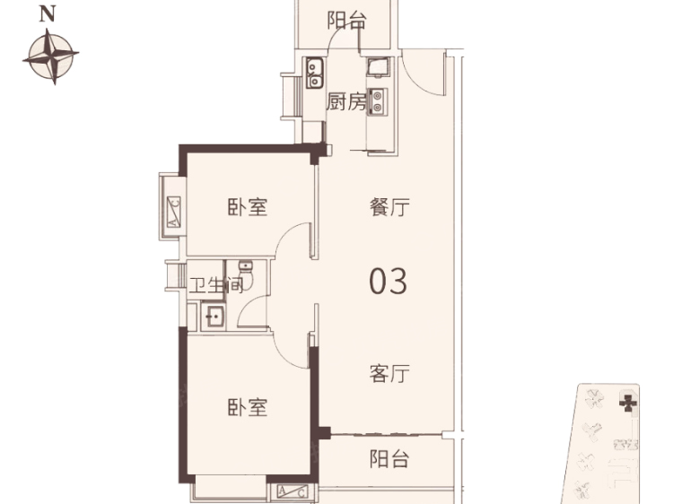 悦江上品二居室户型图大全-广州悦江上品二居室房型图-平面布置图