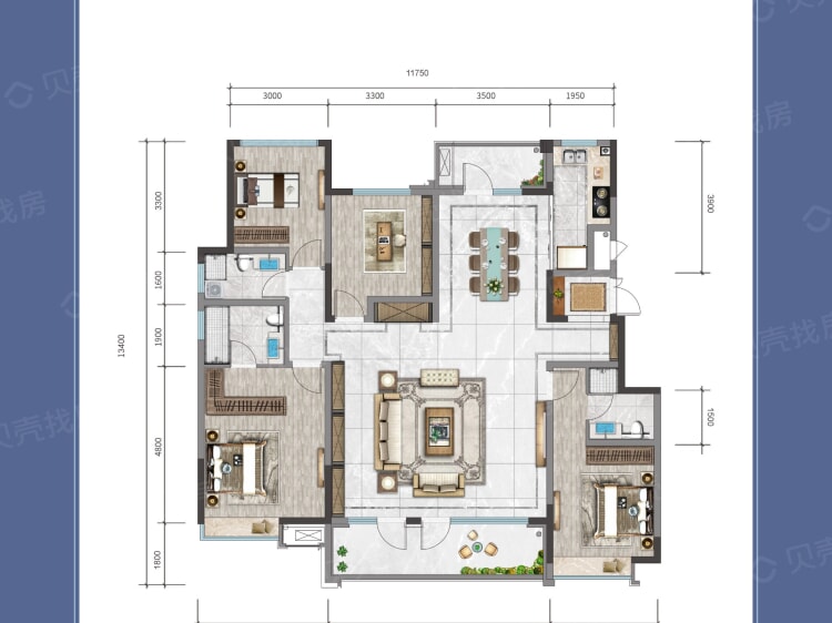 日照山海湾4室2厅3卫户型图