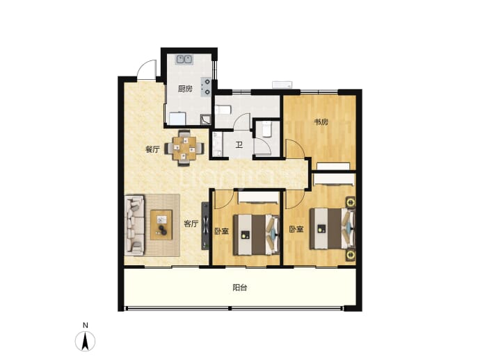 招商时代映江河--建面 95m²