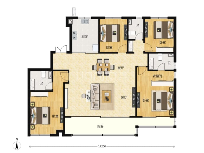 陕建锦泓府--建面 165m²