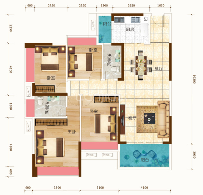 华盛圆坊都荟（郁南县）--建面 129m²