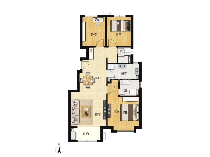 潮白河孔雀城润泽学府--建面 105m²