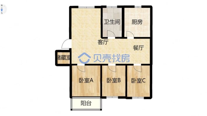金色家园(幸福路) 3室1厅 南-户型图