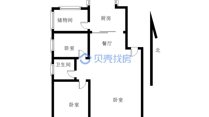 水利小区(红山区) 2室1厅 南 北-户型图