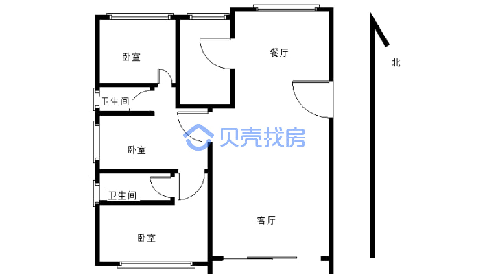 誉城小区 3室2厅 南-户型图