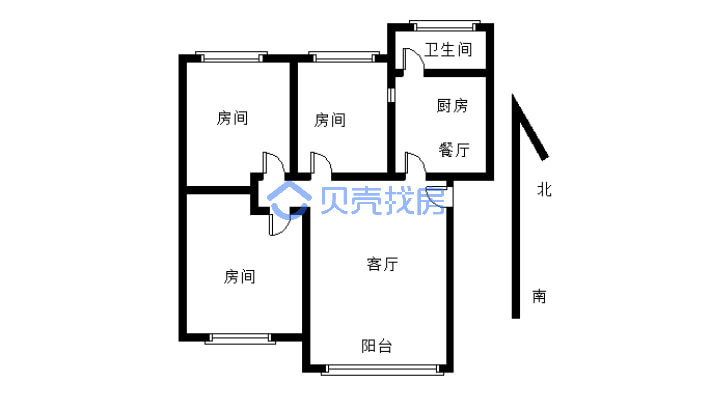 原江机宿舍 3室2厅 南-户型图