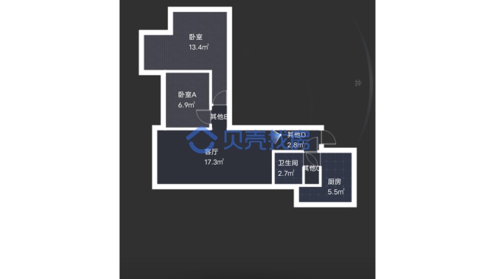 凤凰财富广场电梯中层 精装两居室 采光好 本满二 拎包-户型图