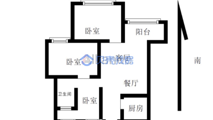 东门学 校在家门口  筷子巷 大型小区 紫金城 毛坯3房-户型图