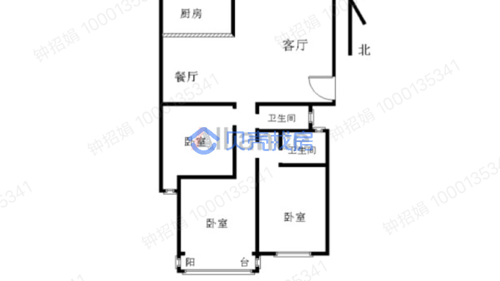 仙台小区 房子在三楼  总六层  带八平方柴间-户型图