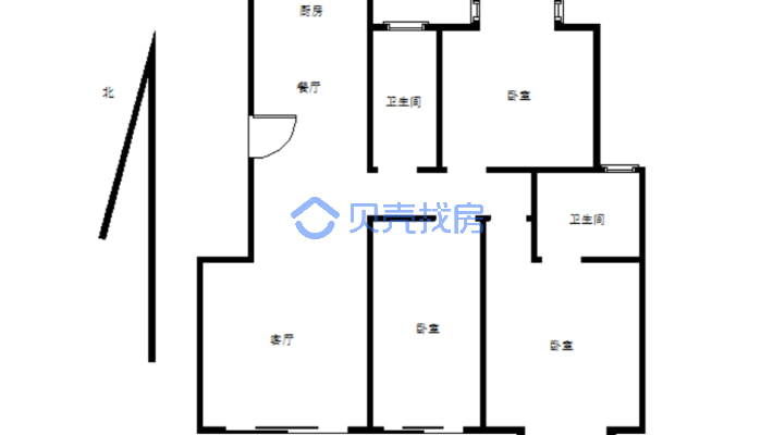 东关法姬娜公馆一楼带院120平洋房户型 采光好-户型图