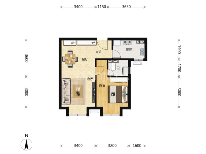 京能雍清丽苑--建面 65m²