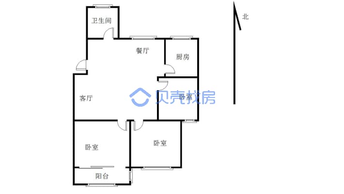 新月园 3室2厅 南 北-户型图