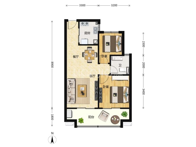 北海花漾里--建面 82m²